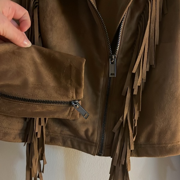 Faux suede moto jacket with fringe, NWT! price reduced! $100 - Picture 6 of 15